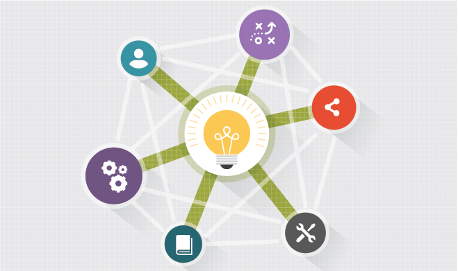 Graphic showing a lightbulb at center with icons showcasing trust, loyalty, and advocacy