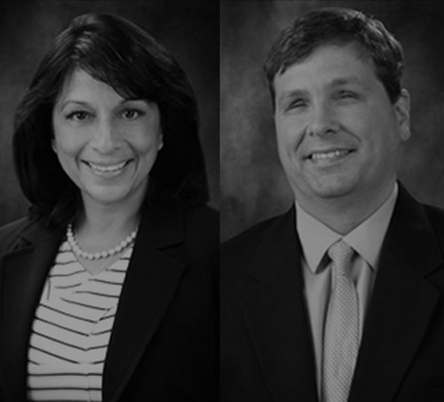 Headshot of Renu Singh and Brian Harrington